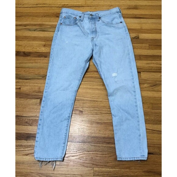 Levi's 501 Skinny Leg Jeans Men's 30x28 Blue Denim Light Wash 5-Pockets Cotton